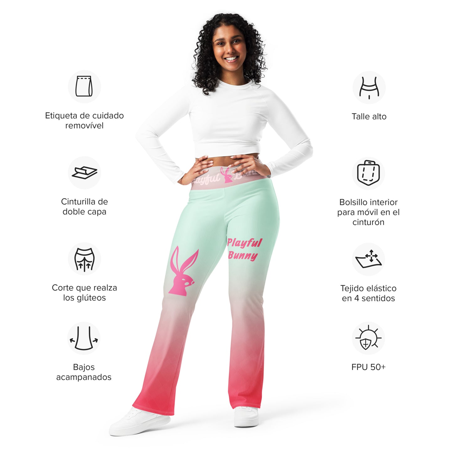 Playful Bunny-Pink Haze Flare leggings 2.0