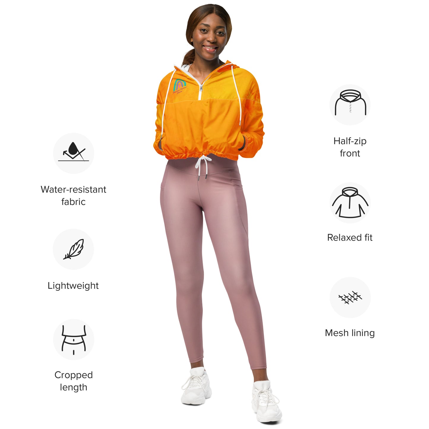 Orange Sunset-Signature Cropped Windbreaker