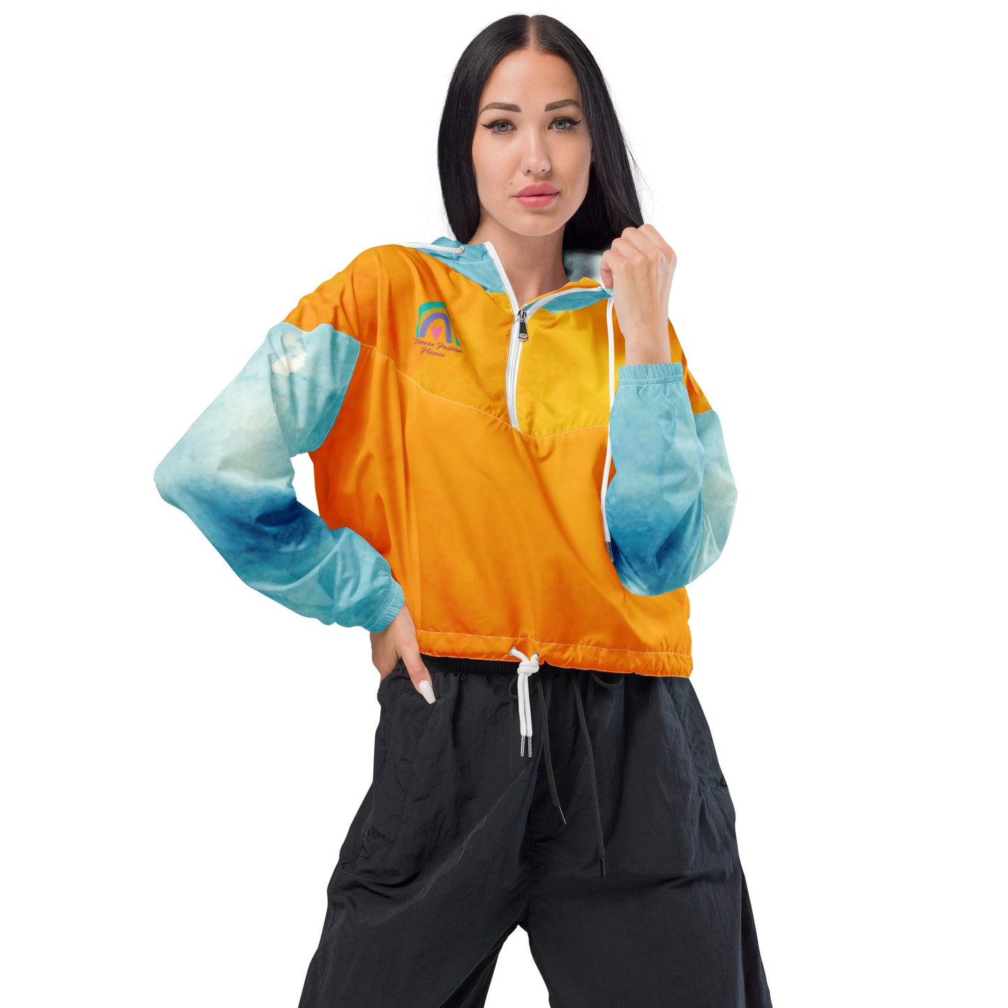 Sunset Orange&Sky Blue -Signature Cropped Windbreaker