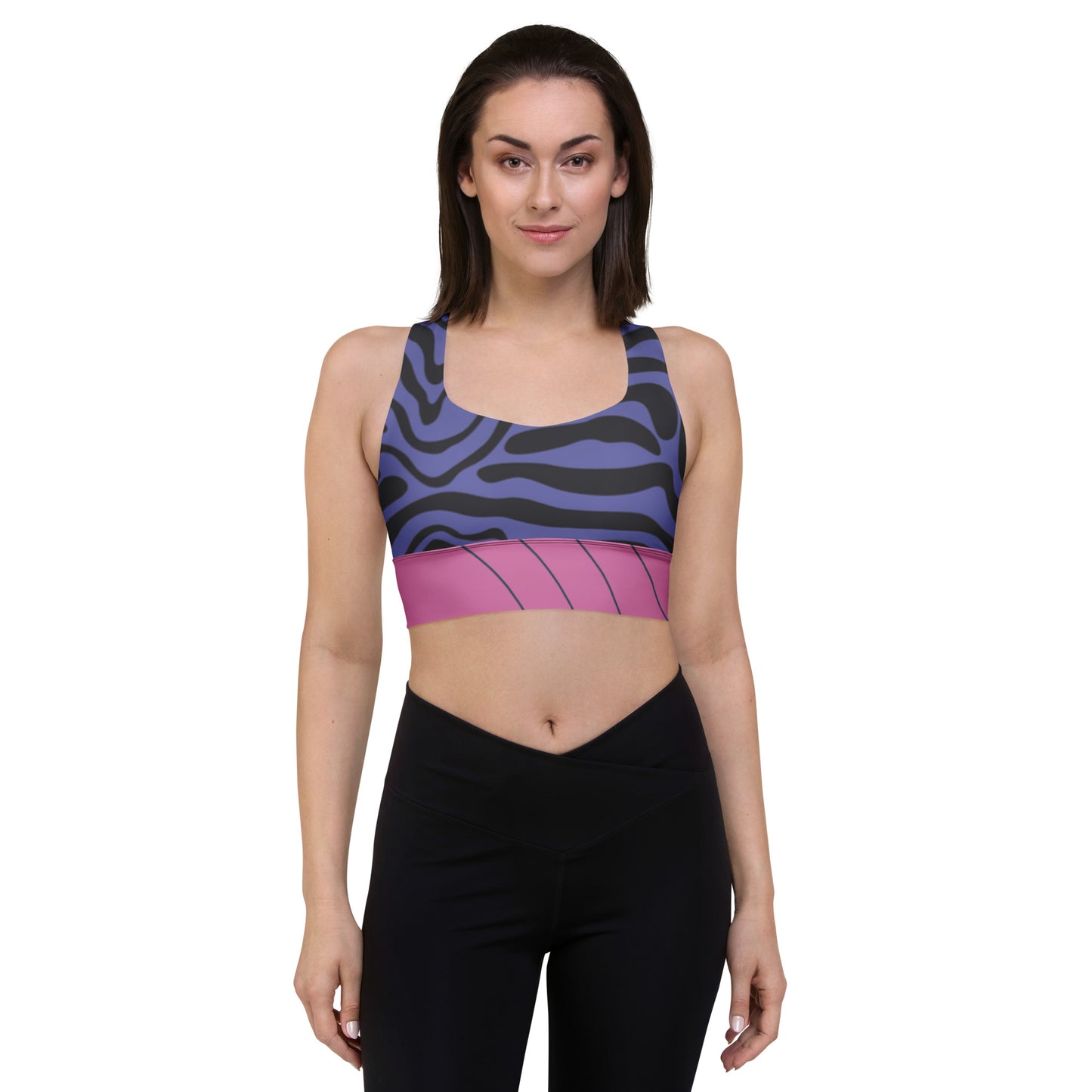 Pink&Purple Swirls 2.1- Retro Longline Sports Bra