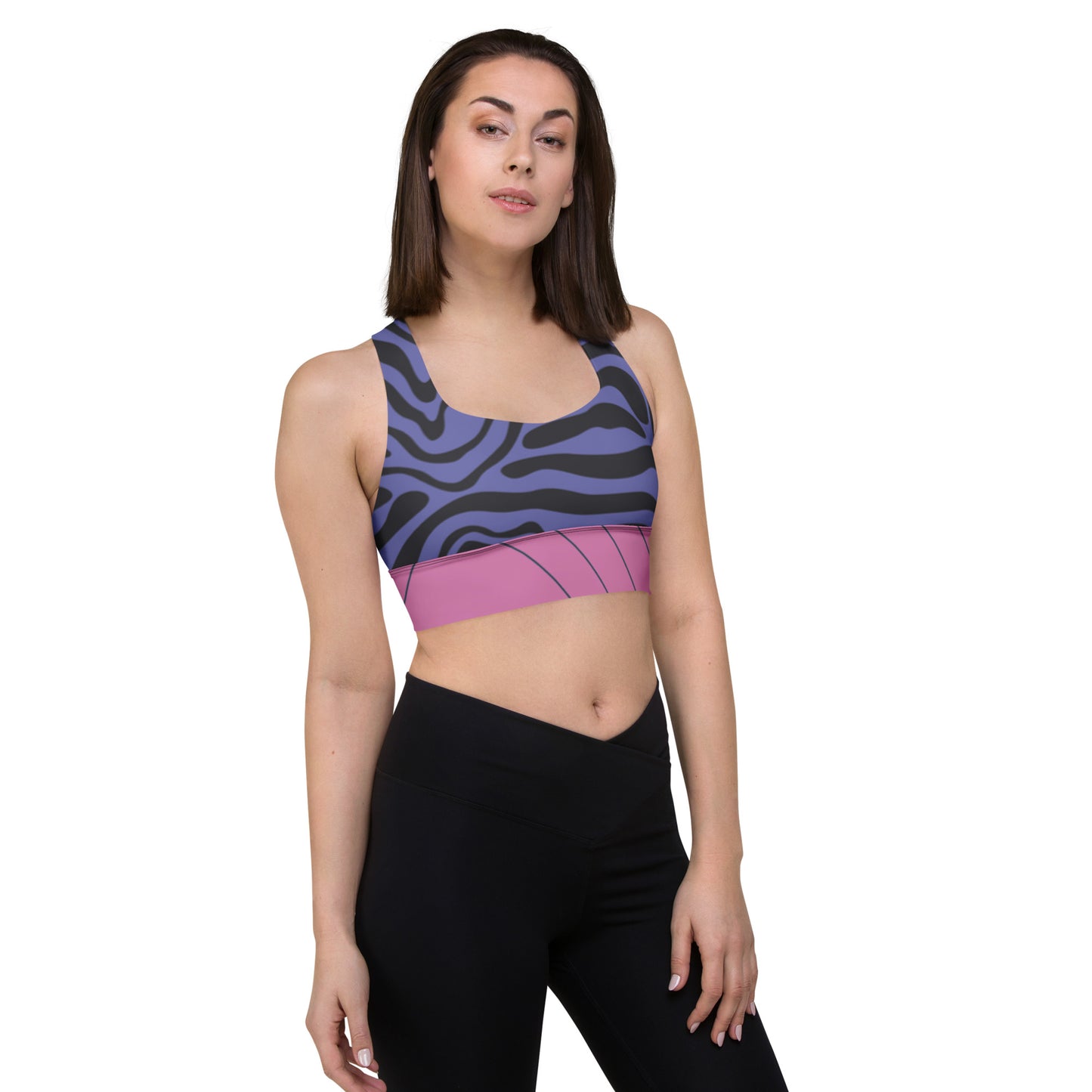 Pink&Purple Swirls 2.1- Retro Longline Sports Bra